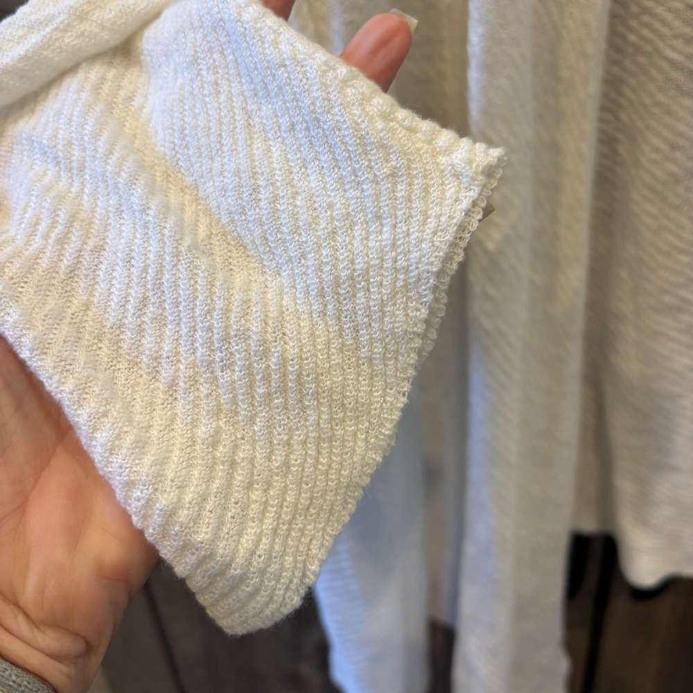 Eileen Fisher 1X Sweater Cardigan White 100% Linen Open Front - Picture 6 of 7